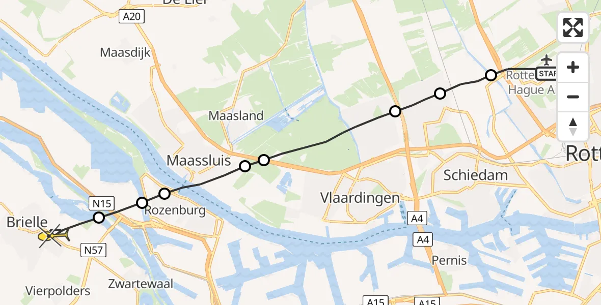 Routekaart van de vlucht: Lifeliner 2 naar Vierpolders