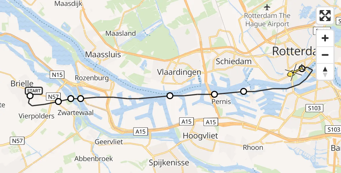 Routekaart van de vlucht: Lifeliner 2 naar Erasmus MC