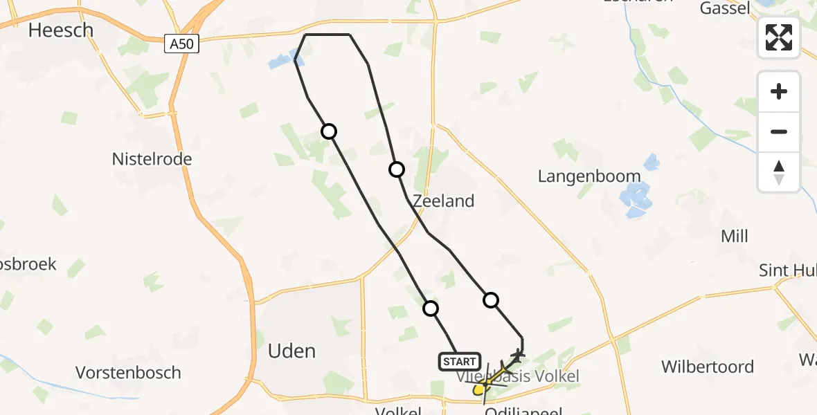 Routekaart van de vlucht: Lifeliner 3 naar Vliegbasis Volkel