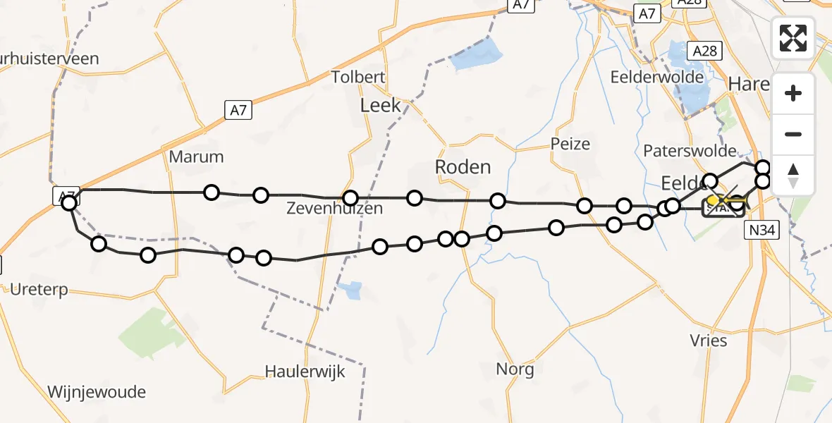 Routekaart van de vlucht: Lifeliner 4 naar Groningen Airport Eelde