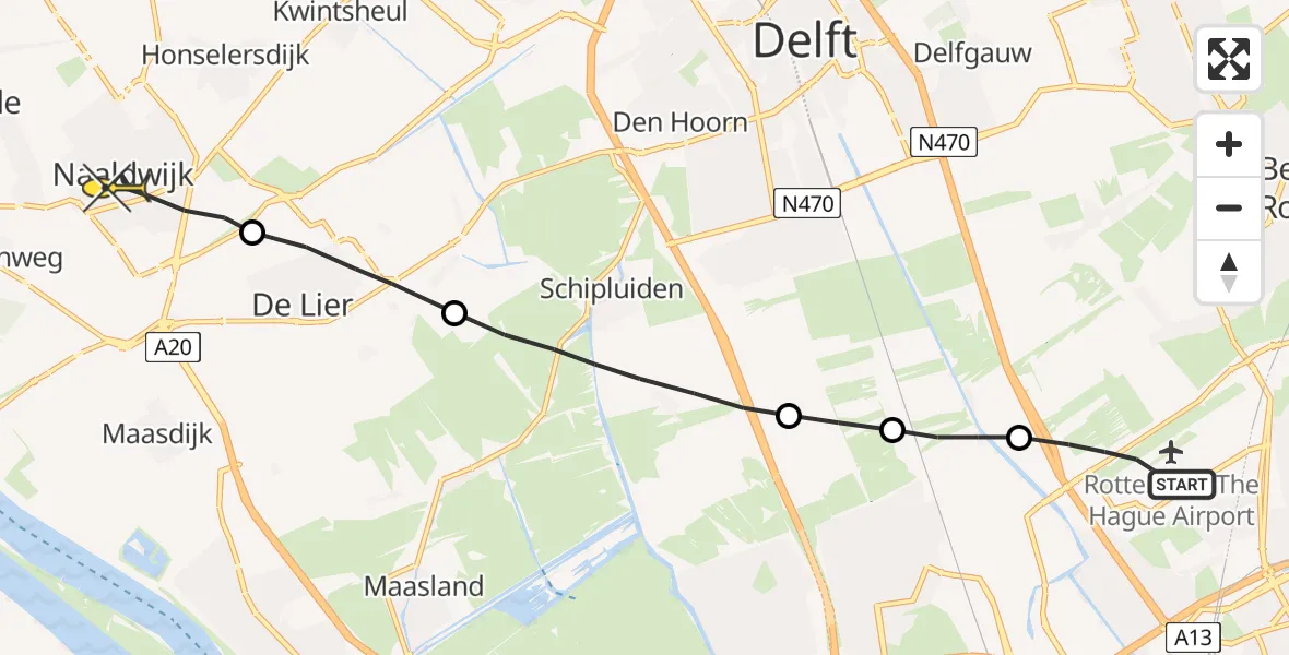 Routekaart van de vlucht: Lifeliner 2 naar Naaldwijk