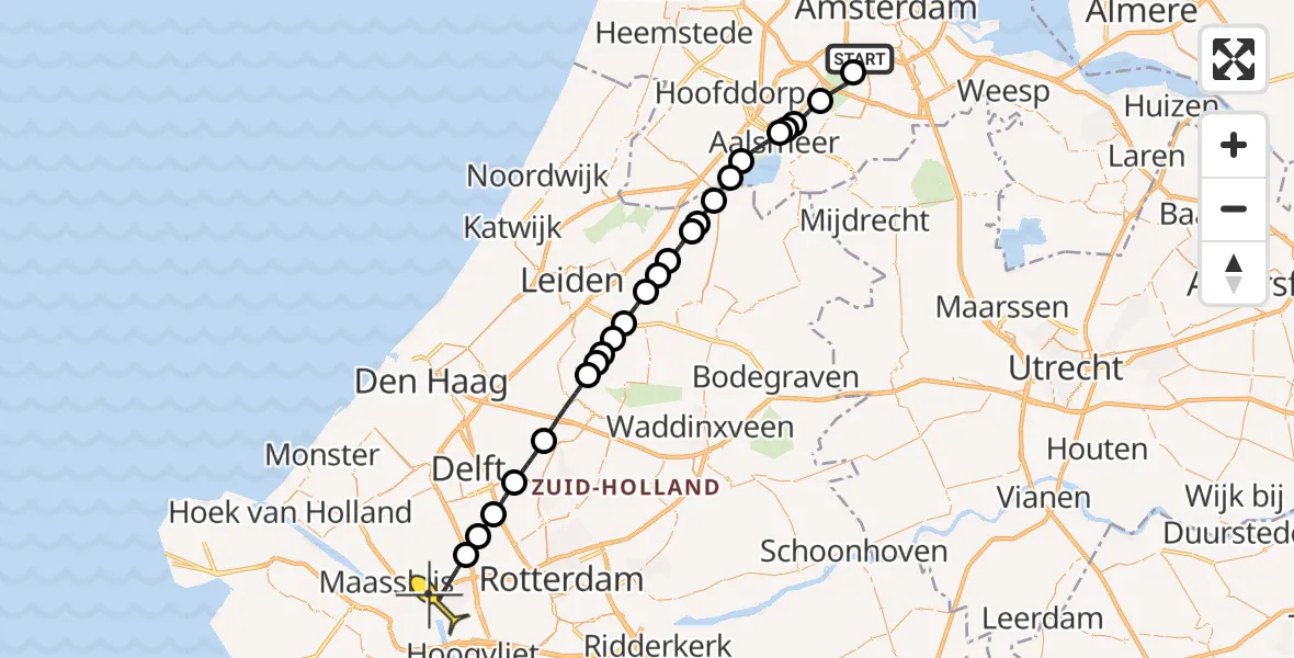 Routekaart van de vlucht: Lifeliner 1 naar Vlaardingen