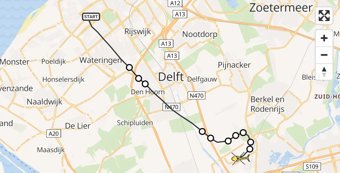 Routekaart van de vlucht: Lifeliner 2 naar Rotterdam The Hague Airport