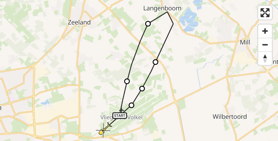 Routekaart van de vlucht: Lifeliner 3 naar Vliegbasis Volkel