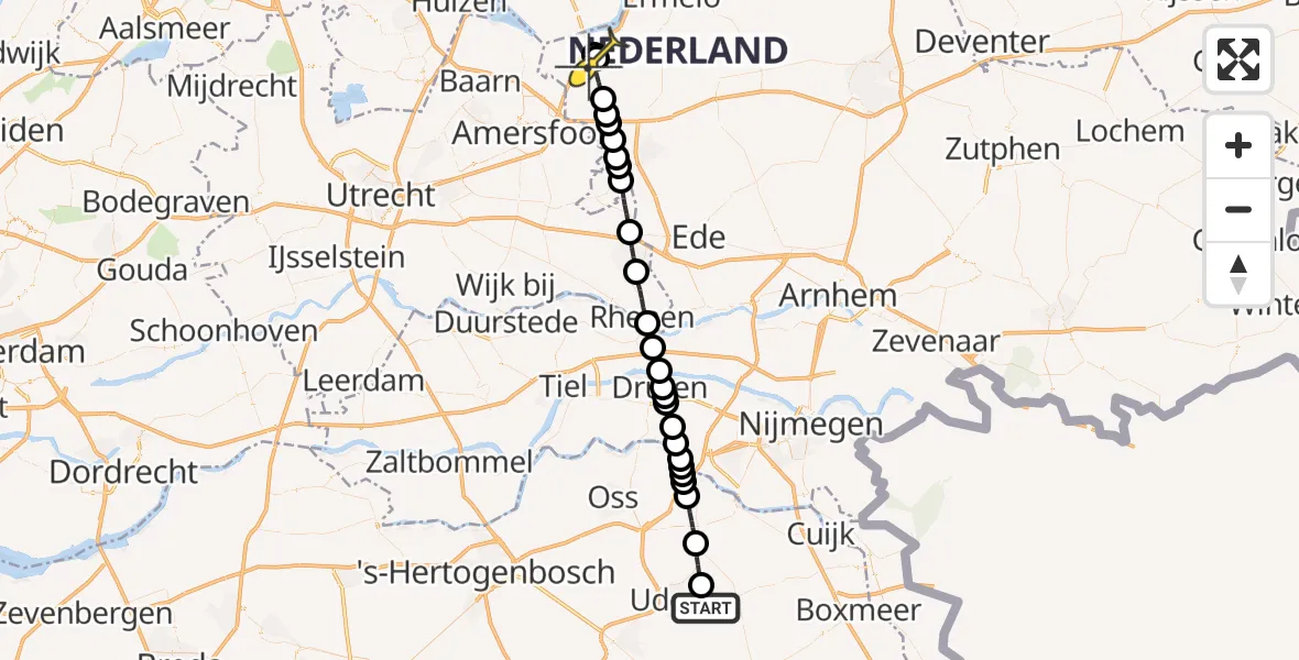 Routekaart van de vlucht: Lifeliner 3 naar Nijkerk