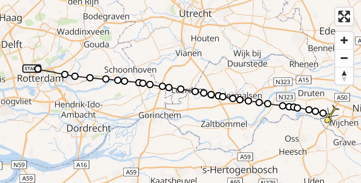 Routekaart van de vlucht: Lifeliner 2 naar Hernen