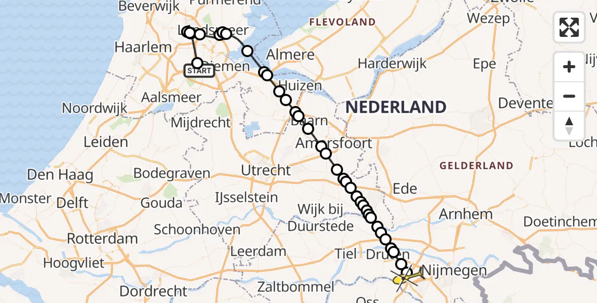 Routekaart van de vlucht: Lifeliner 1 naar Hernen