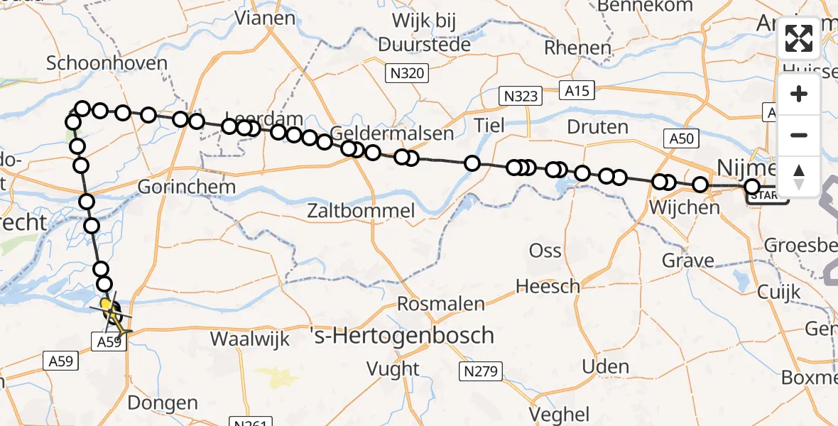 Routekaart van de vlucht: Lifeliner 2 naar Geertruidenberg