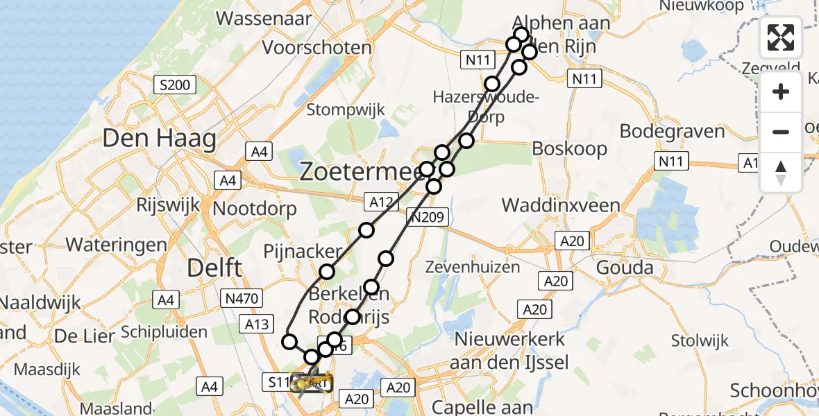 Vluchtroute Traumahelikopter Rotterdam The Hague Airport - Rotterdam The Hague Airport, 04 juli 2023, 08:35
