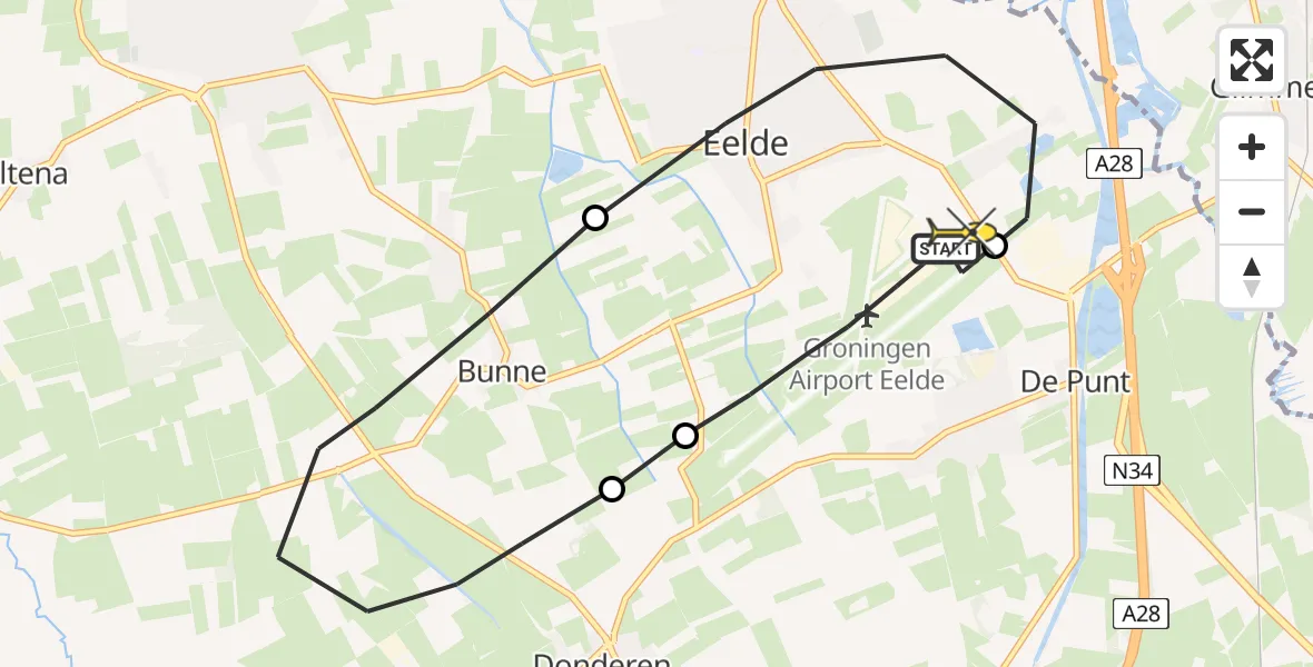 Routekaart van de vlucht: Lifeliner 4 naar Groningen Airport Eelde