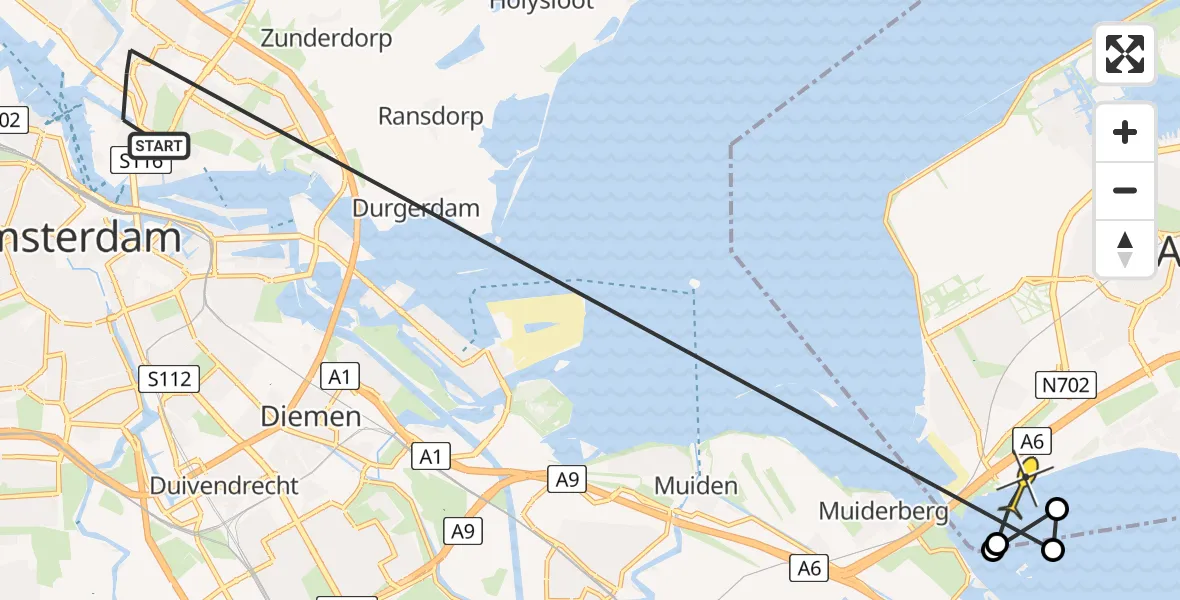 Routekaart van de vlucht: Politiehelikopter naar Almere