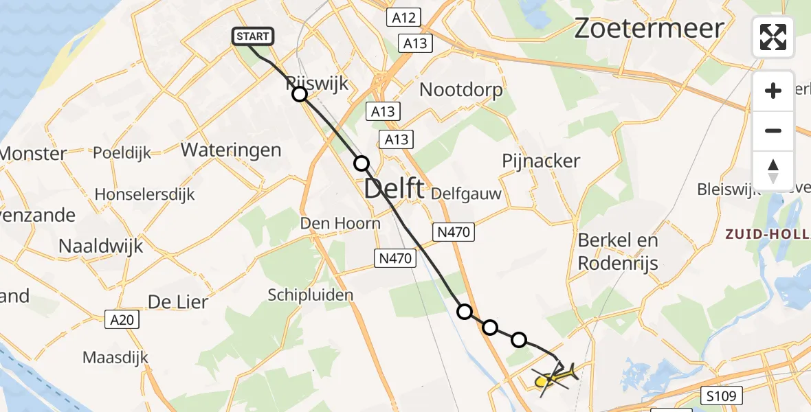 Routekaart van de vlucht: Lifeliner 2 naar Rotterdam The Hague Airport