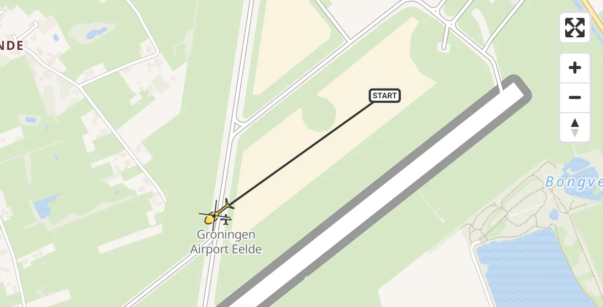 Routekaart van de vlucht: Traumahelikopter naar Groningen Airport Eelde