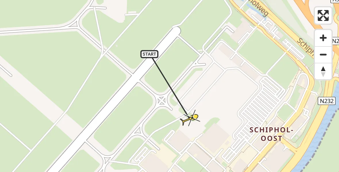 Vluchtroute Politiehelikopter van Schiphol naar Schiphol