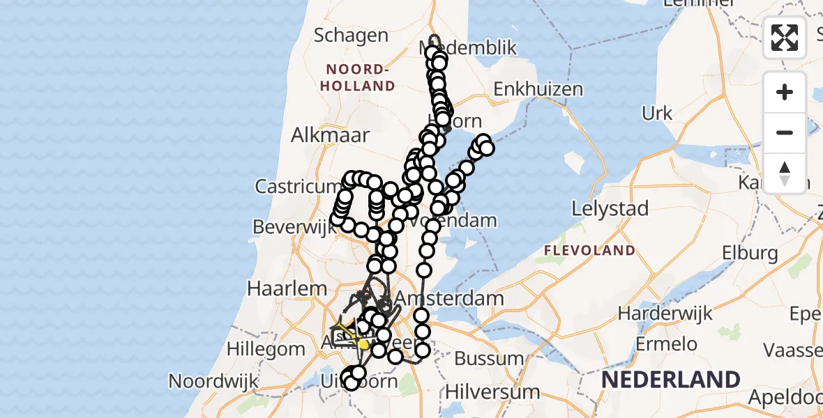 Vluchtroute Politiehelikopter van Schiphol naar Schiphol