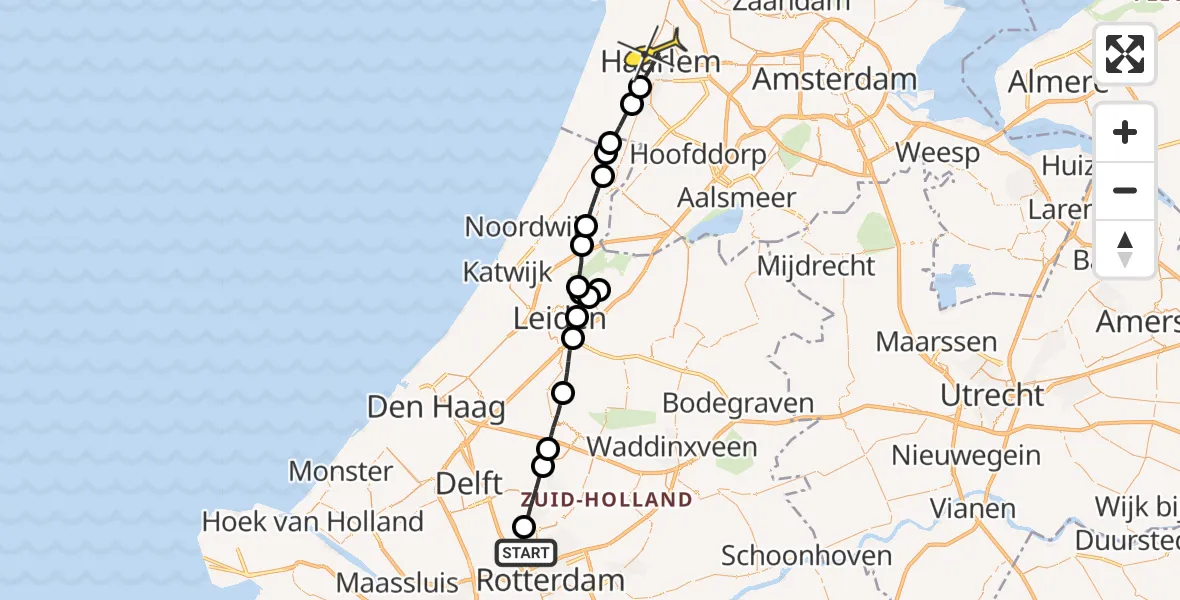 Routekaart van de vlucht: Lifeliner 2 naar Haarlem