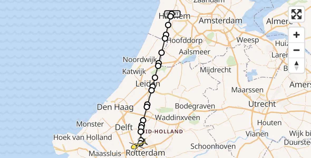 Routekaart van de vlucht: Lifeliner 2 naar Rotterdam The Hague Airport