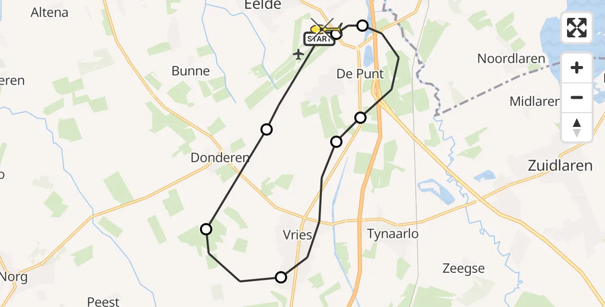 Routekaart van de vlucht: Lifeliner 4 naar Groningen Airport Eelde