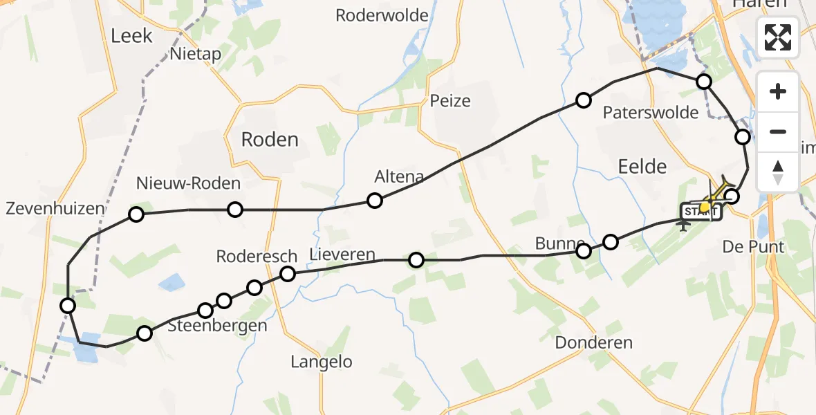 Routekaart van de vlucht: Lifeliner 4 naar Groningen Airport Eelde