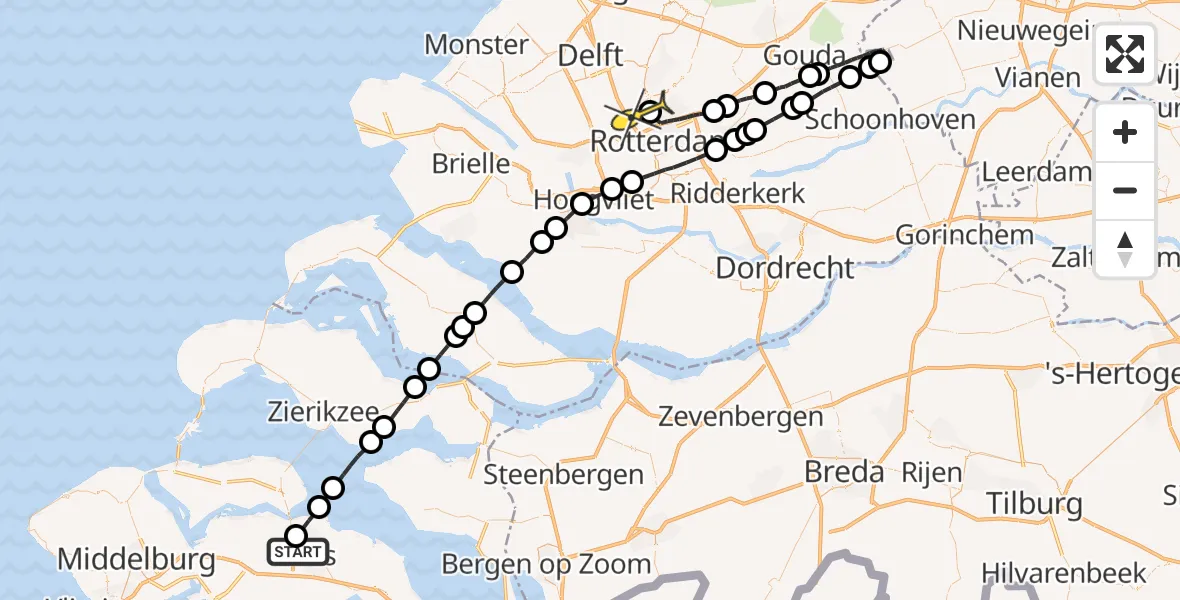 Routekaart van de vlucht: Lifeliner 2 naar Rotterdam The Hague Airport