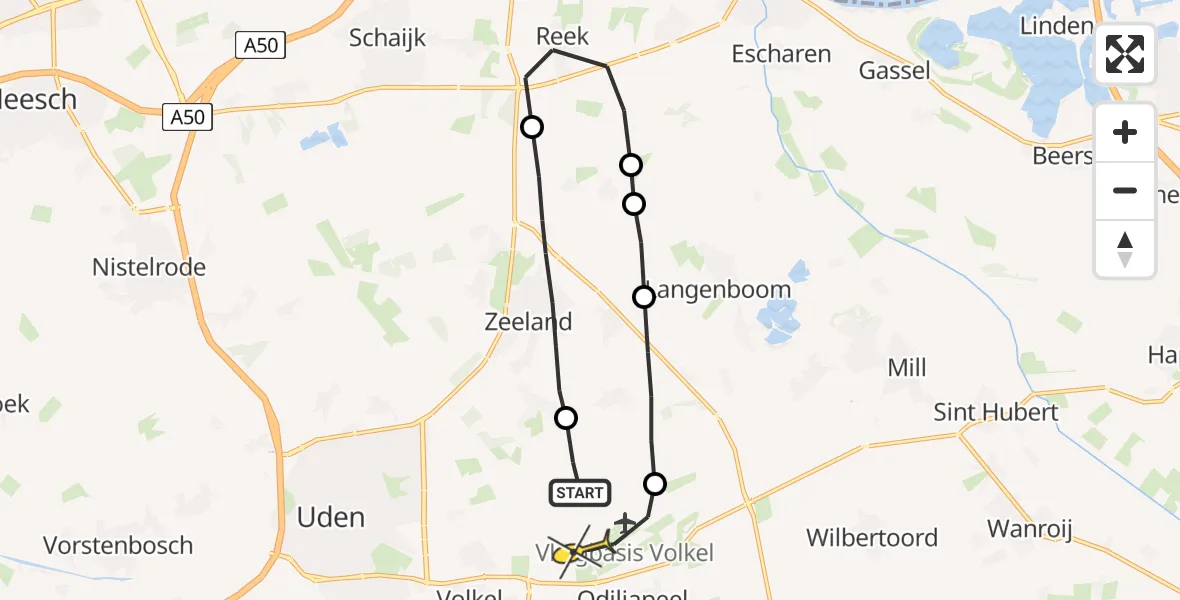 Routekaart van de vlucht: Lifeliner 3 naar Vliegbasis Volkel