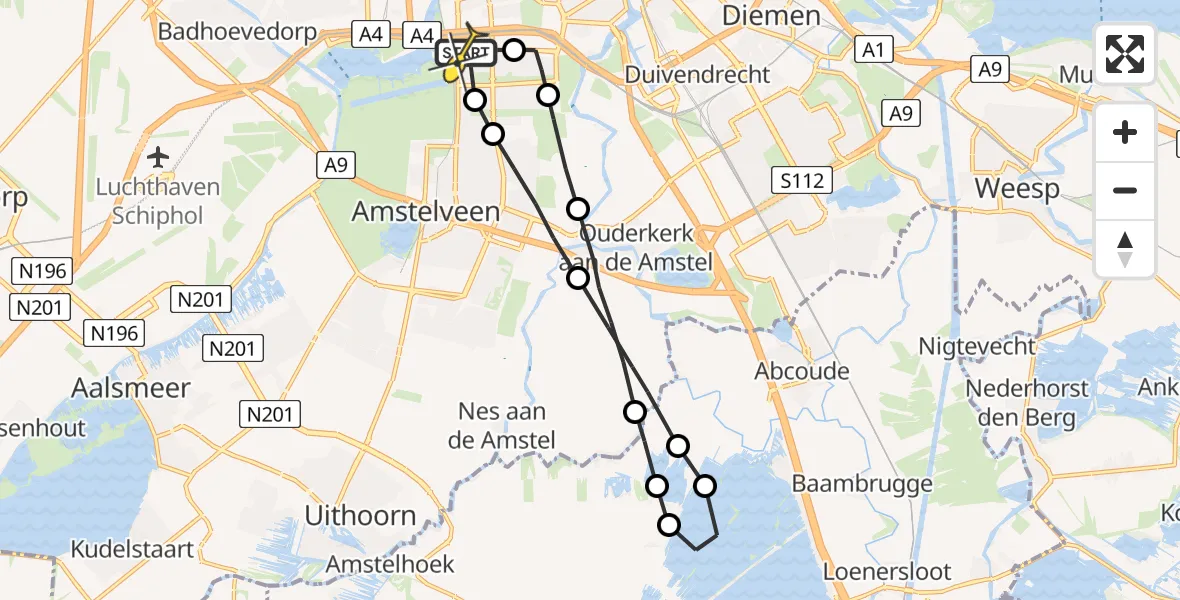 Routekaart van de vlucht: Lifeliner 1 naar VU Medisch Centrum Amsterdam