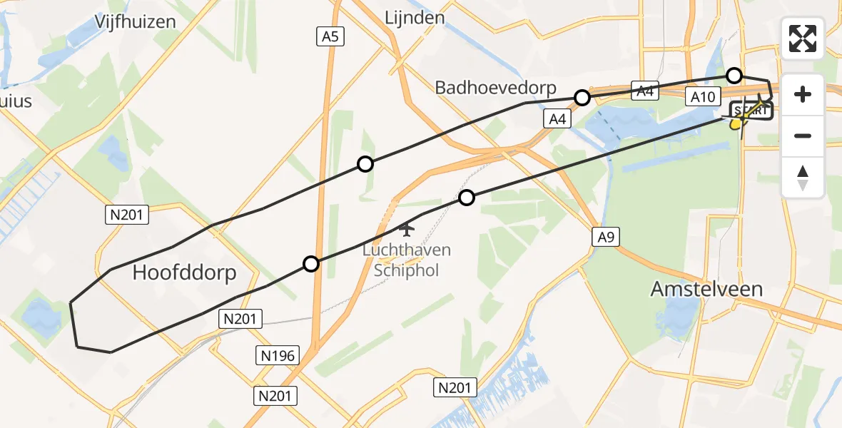 Routekaart van de vlucht: Lifeliner 1 naar VU Medisch Centrum Amsterdam