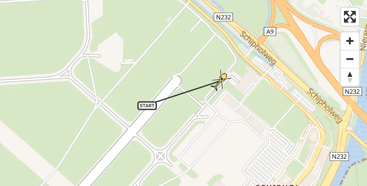 Vluchtroute Politiehelikopter van Schiphol naar Schiphol