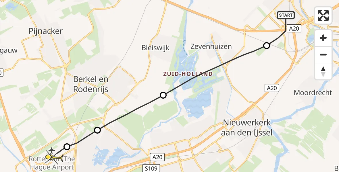 Routekaart van de vlucht: Lifeliner 2 naar Rotterdam The Hague Airport