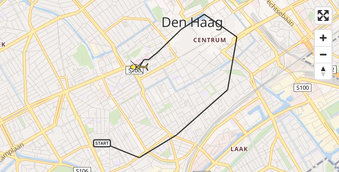 Routekaart van de vlucht: Lifeliner 2 naar Den Haag