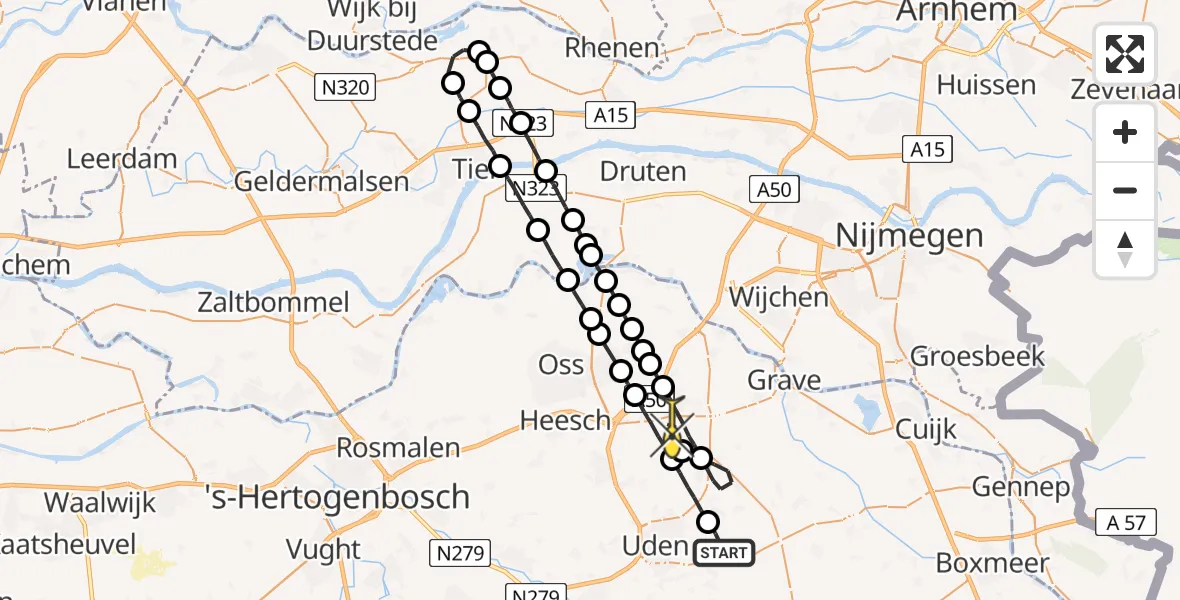 Routekaart van de vlucht: Lifeliner 3 naar Schaijk