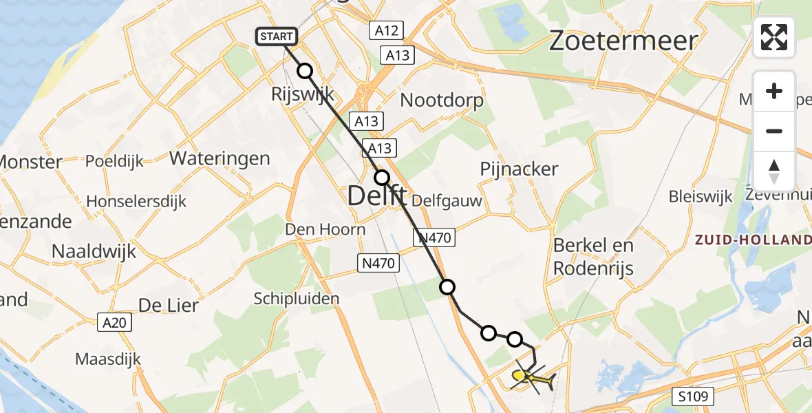 Routekaart van de vlucht: Lifeliner 2 naar Rotterdam The Hague Airport