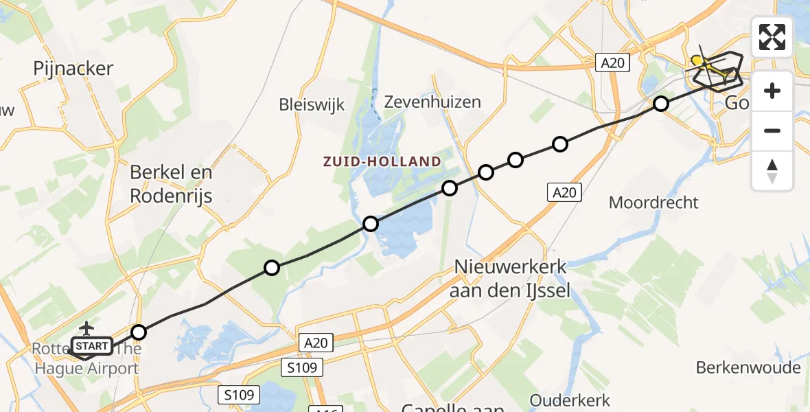 Routekaart van de vlucht: Lifeliner 2 naar Gouda