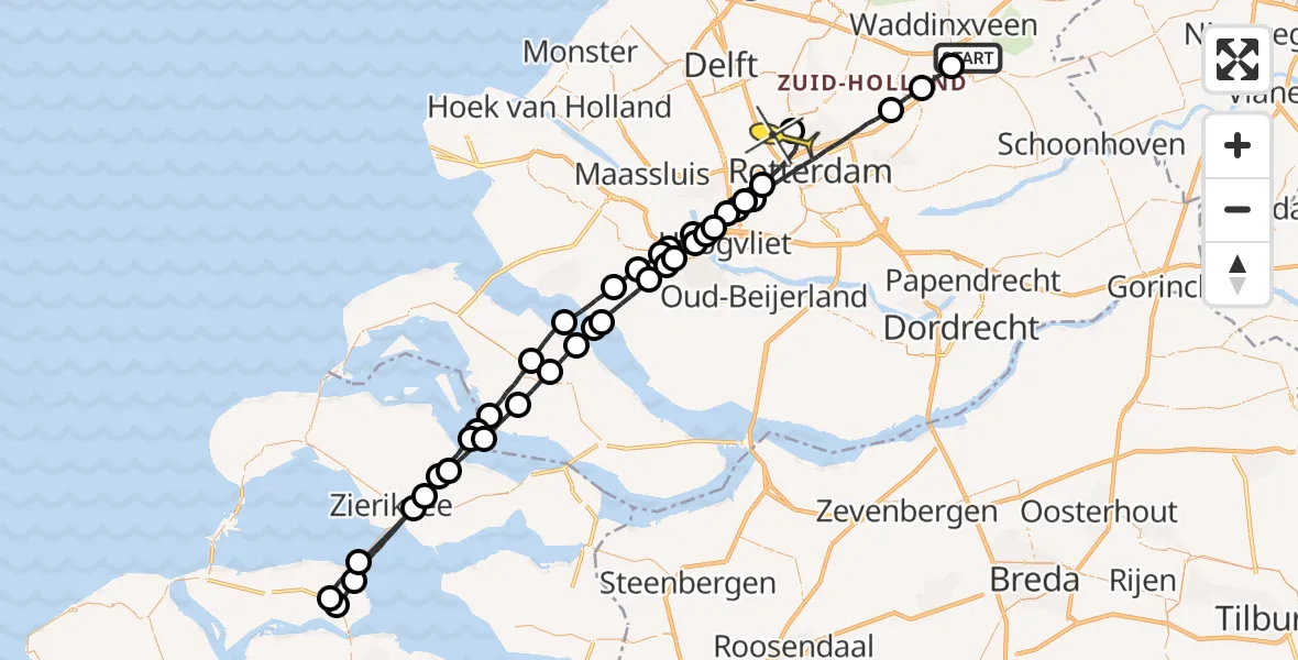 Routekaart van de vlucht: Lifeliner 2 naar Rotterdam The Hague Airport