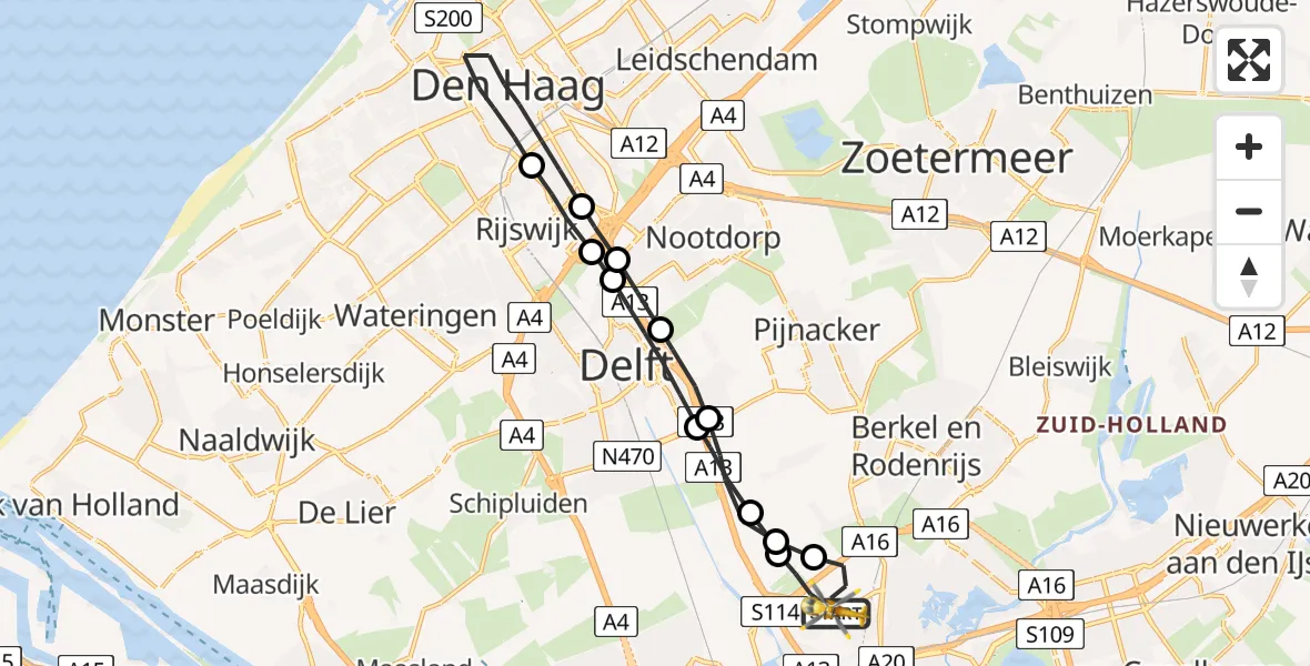 Vluchtroute Traumahelikopter Rotterdam The Hague Airport - Rotterdam The Hague Airport, 06 juli 2023, 12:54