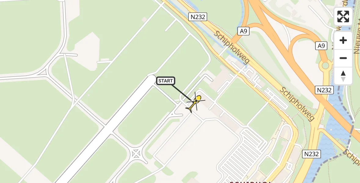 Vluchtroute Politiehelikopter van Schiphol naar Schiphol