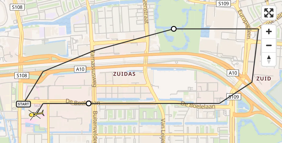 Routekaart van de vlucht: Lifeliner 1 naar VU Medisch Centrum Amsterdam