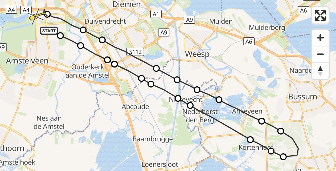 Routekaart van de vlucht: Lifeliner 1 naar VU Medisch Centrum Amsterdam