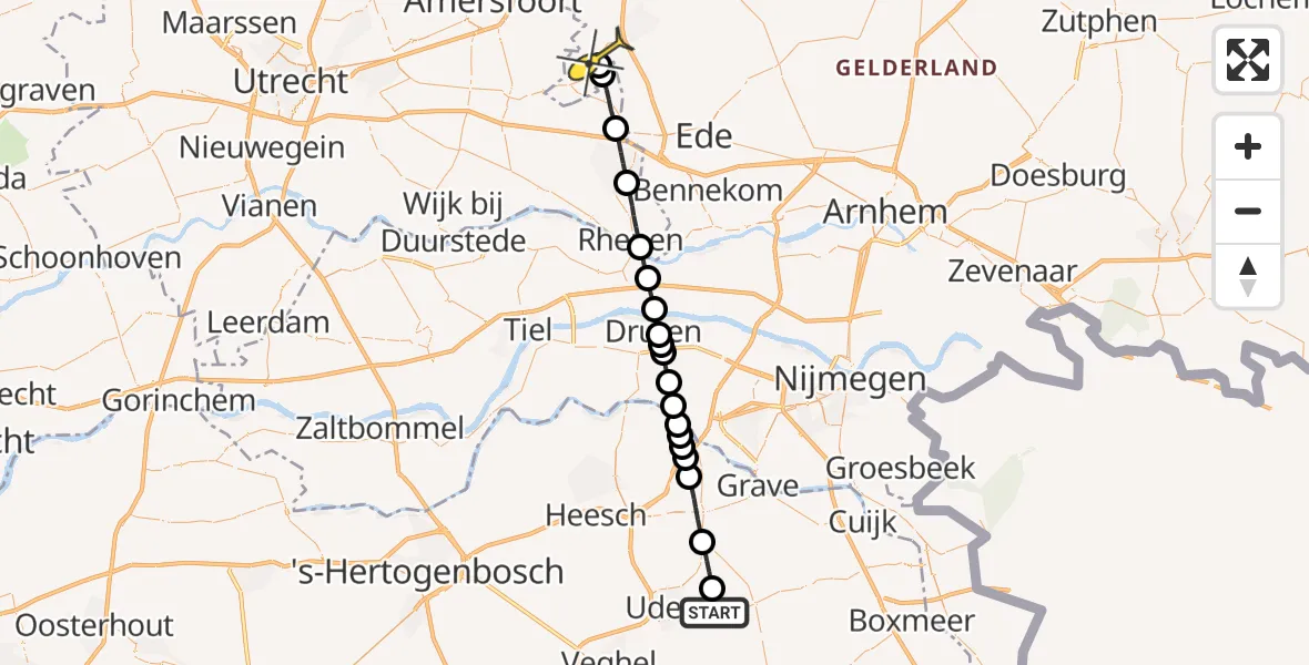 Routekaart van de vlucht: Lifeliner 3 naar Barneveld