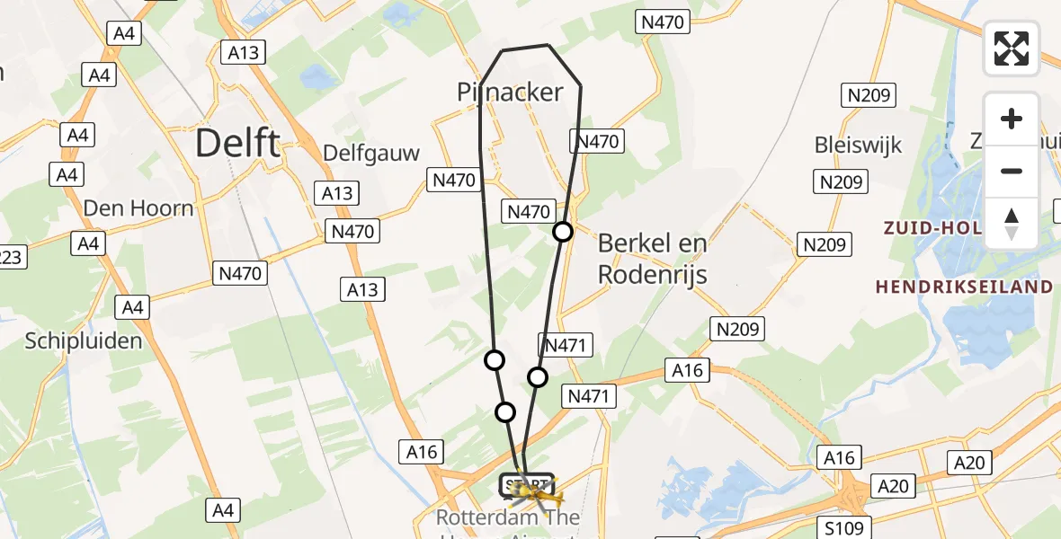 Vluchtroute Traumahelikopter Rotterdam The Hague Airport - Rotterdam The Hague Airport, 06 juli 2023, 19:40