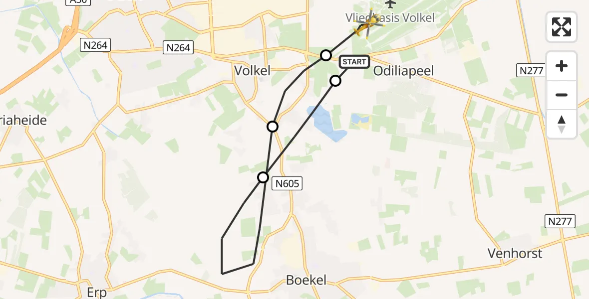 Vluchtroute Traumahelikopter Vliegbasis Volkel - Vliegbasis Volkel, 07 juli 2023, 07:07