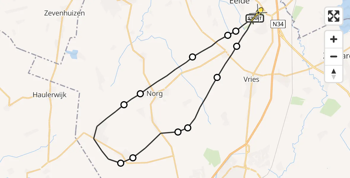 Routekaart van de vlucht: Lifeliner 4 naar Groningen Airport Eelde