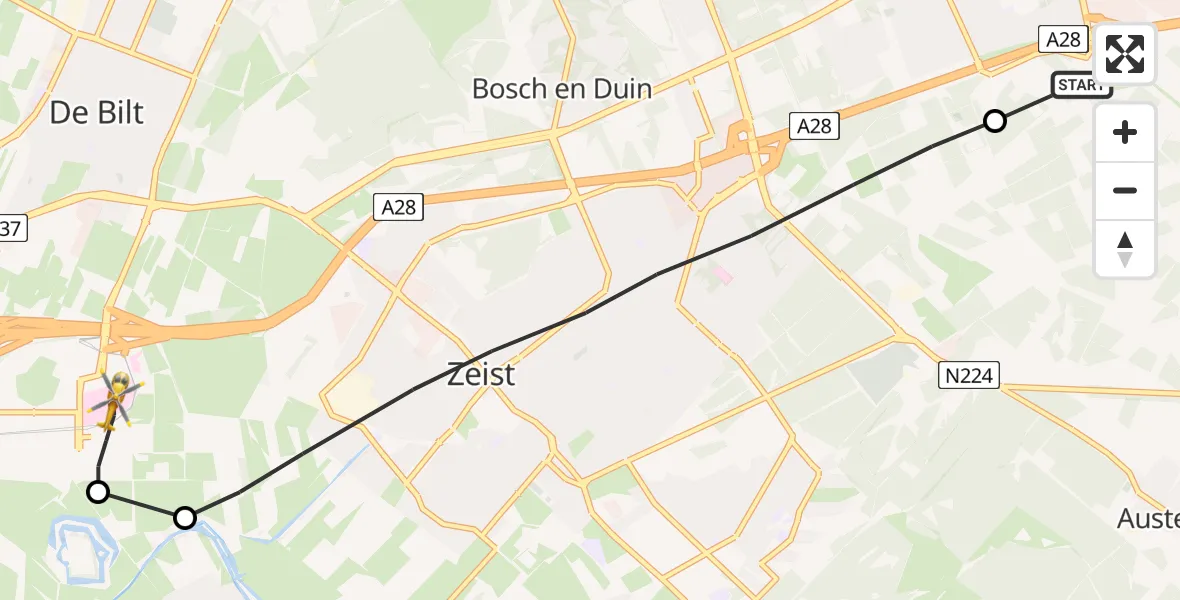 Vluchtroute Traumahelikopter Soesterberg - Universitair Medisch Centrum Utrecht, 07 juli 2023, 15:24