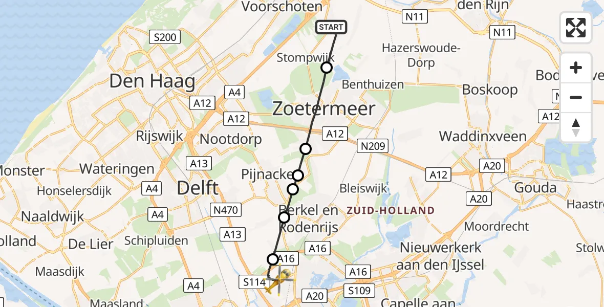 Routekaart van de vlucht: Lifeliner 2 naar Rotterdam The Hague Airport
