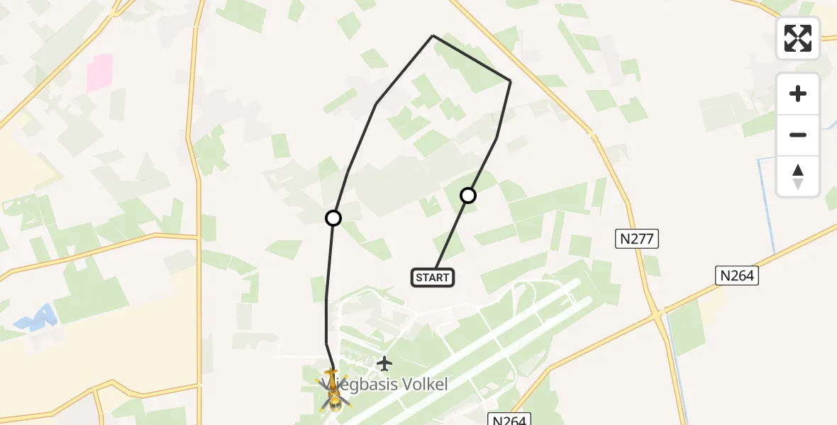 Vluchtroute Traumahelikopter Vliegbasis Volkel - Vliegbasis Volkel, 07 juli 2023, 16:32