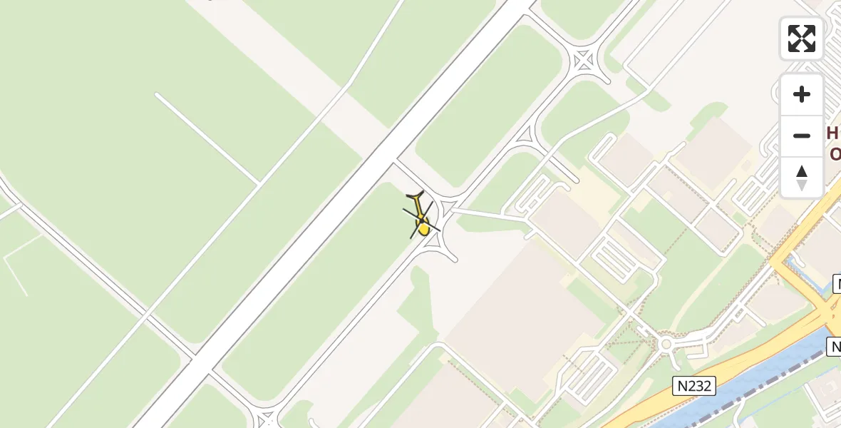 Routekaart van de vlucht: Politiehelikopter naar Schiphol