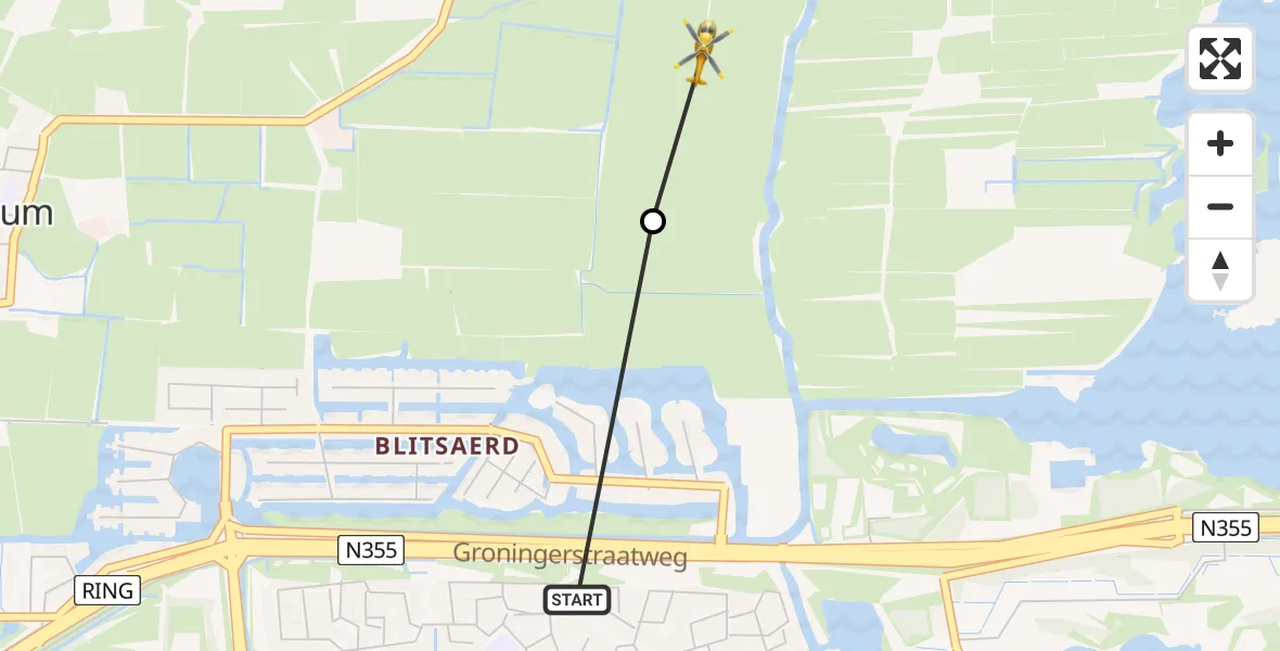 Vluchtroute Ambulancehelikopter Leeuwarden - Lekkum, 07 juli 2023, 18:23
