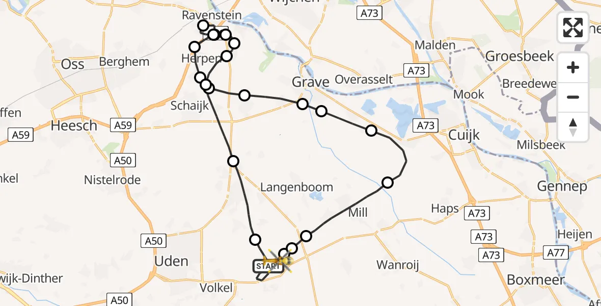 Vluchtroute Traumahelikopter Vliegbasis Volkel - Vliegbasis Volkel, 07 juli 2023, 20:49