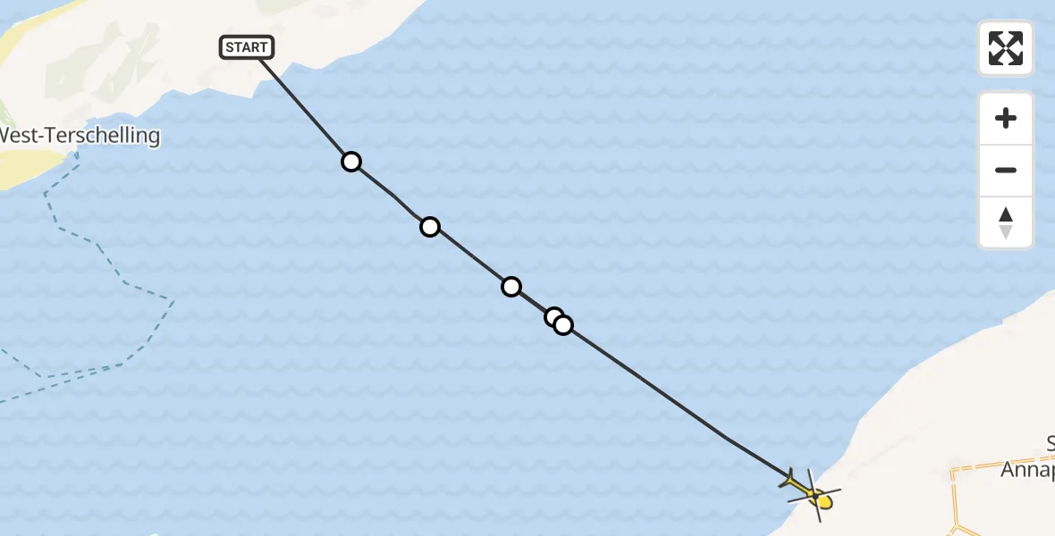 Routekaart van de vlucht: Ambulanceheli naar St.-Annaparochie