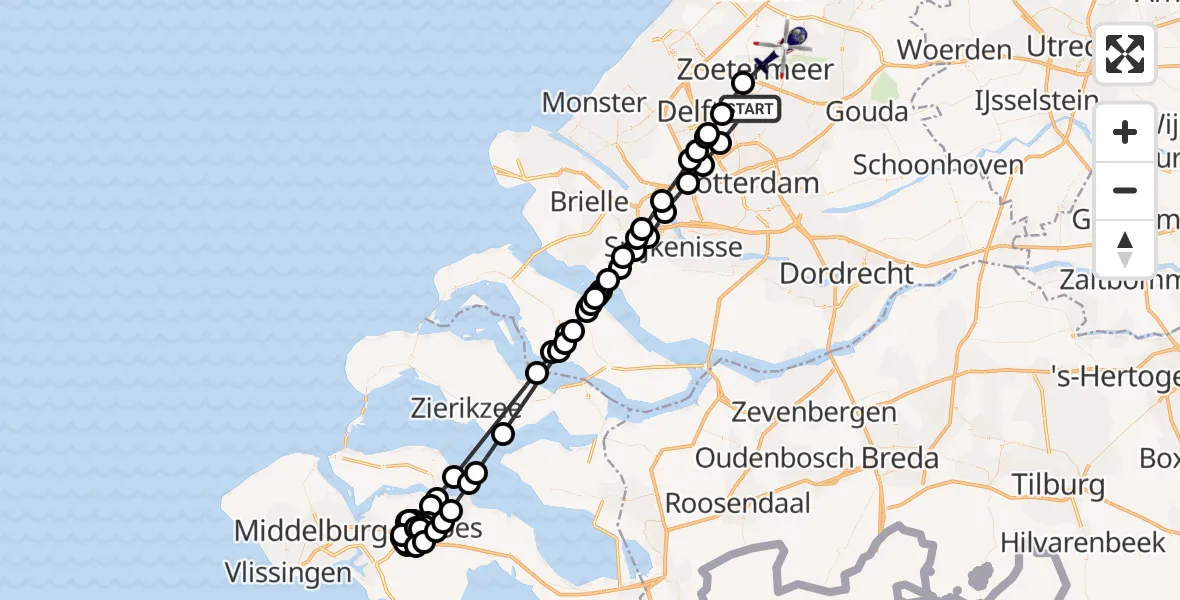 Vluchtroute Politiehelikopter Berkel en Rodenrijs - Benthuizen, 07 juli 2023, 23:41